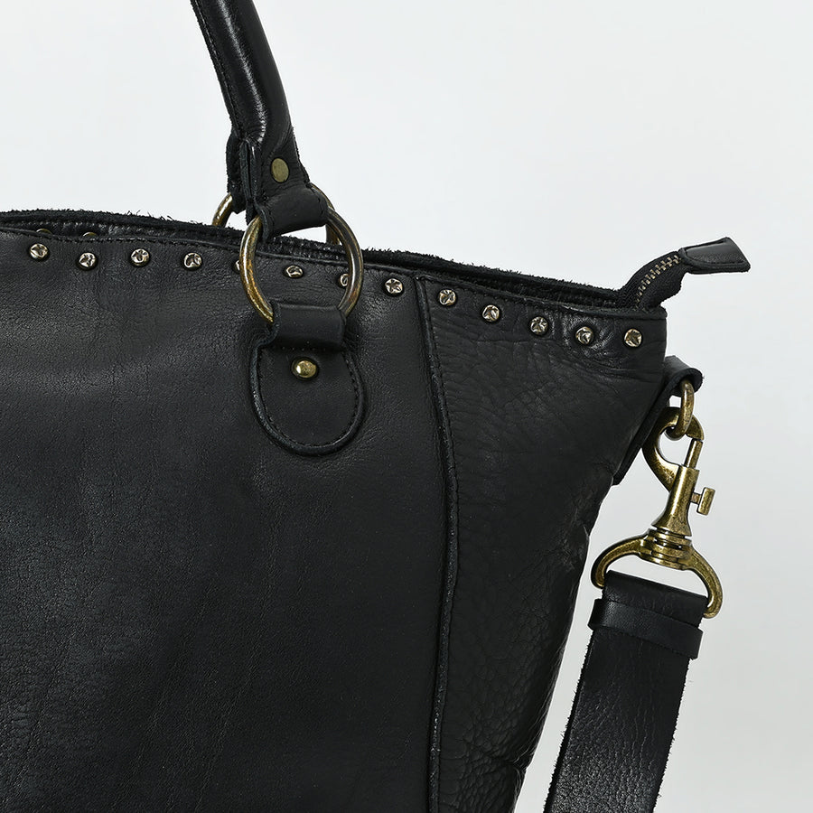 Spaghetti Western Swc188Blk Tote Vintage Handmade Drum Dyed Genuine European Cowhide Leather Women Bag Western Handbag Purse