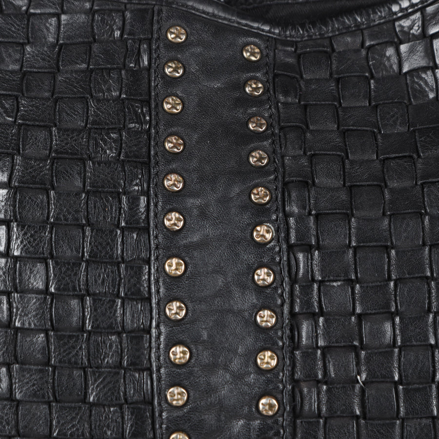 Spaghetti Western Swc189Blk Tote Vintage Handmade Drum Dyed Genuine European Cowhide Leather Women Bag Western Handbag Purse