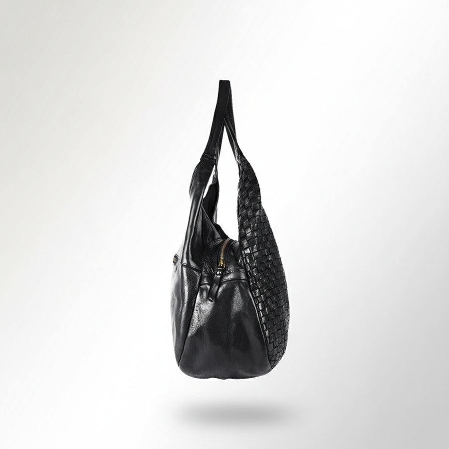 Spaghetti Western Swc189Blk Tote Vintage Handmade Drum Dyed Genuine European Cowhide Leather Women Bag Western Handbag Purse