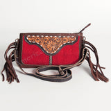American Darling Clutch Hand Tooled Saddle Blanket Fabric Genuine Leather Western Women Bag Handbag Purse | Purses for Cute