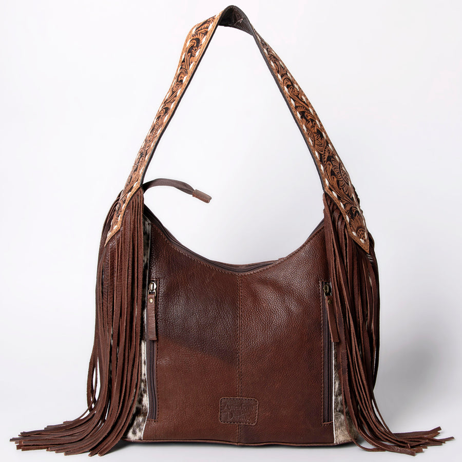 American Darling Western Hobo Bag - Hand Tooled Floral Leather & Fringes
