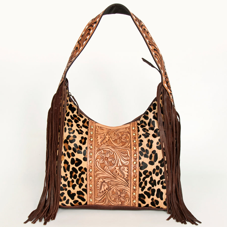 American Darling Western Hobo Bag - Hand Tooled Floral Leather & Fringes