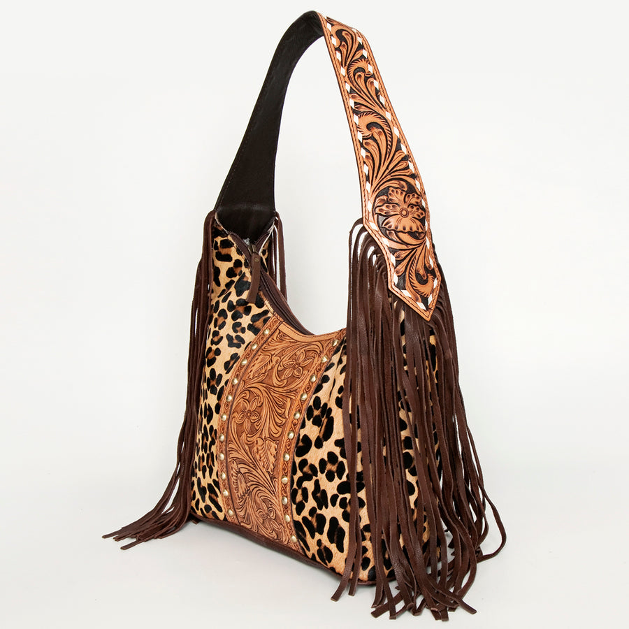 American Darling Western Hobo Bag - Hand Tooled Floral Leather & Fringes