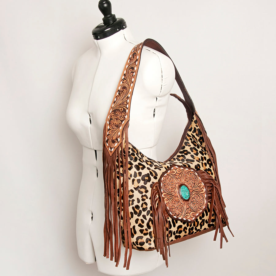 American Darling Western Hobo Bag - Hand Tooled Floral Leather & Fringes
