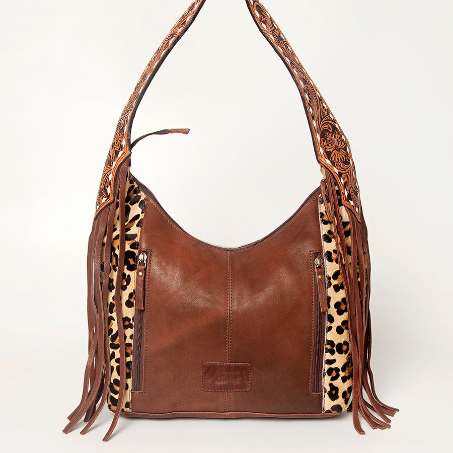 American Darling Western Hobo Bag - Hand Tooled Floral Leather & Fringes