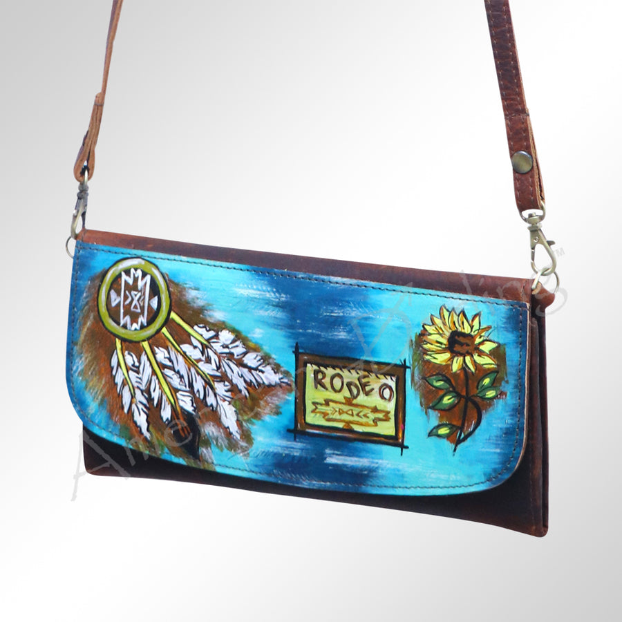 American Darling Hand Painted Western Leather Small Cross body Bag - Uhorse