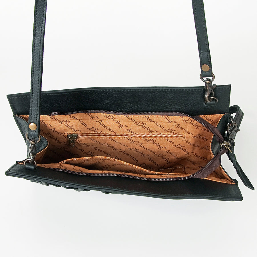 American Darling Wallet Bag Genuine Vegetable Tanned Leather Western Purse with Lace-Up Detail and YKK Zipper