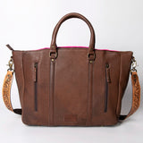 American Darling Briefcase Hand Tooled Saddle Blanket Genuine Leather Women Bag Western Handbag Purse