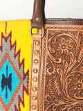 American Darling ADBGA206G Briefcase Hand Tooled Saddle Blanket Genuine Leather Women Bag Western Handbag Purse