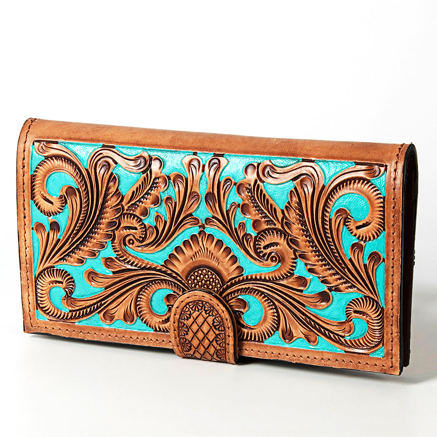 American Darling Wallet Hand Tooled Genuine Leather Western Women Bag | Handbag Purse Wristlet Travel Clutch - Uhorse