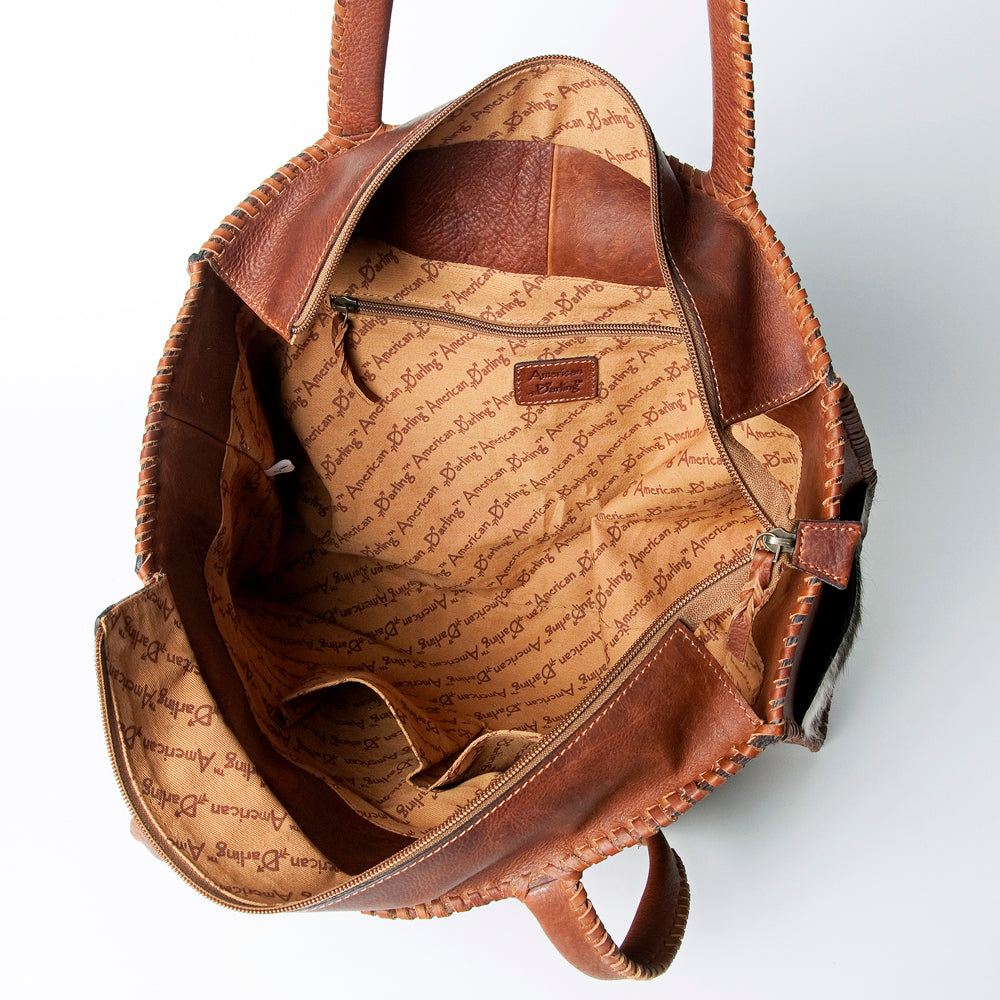 American Darling Tote Hand Tooled Hair-On Genuine Leather Women Bag Western Handbag Purse