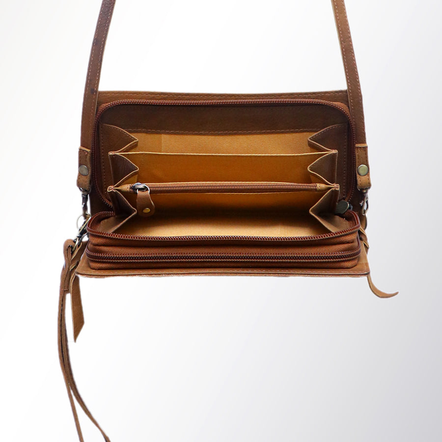 American Darling Organiser Bag, Hand Painted Western Leather, Vegetable Tanned Full Grain, 4in (H) X 8in (W) X 1.5in (D)