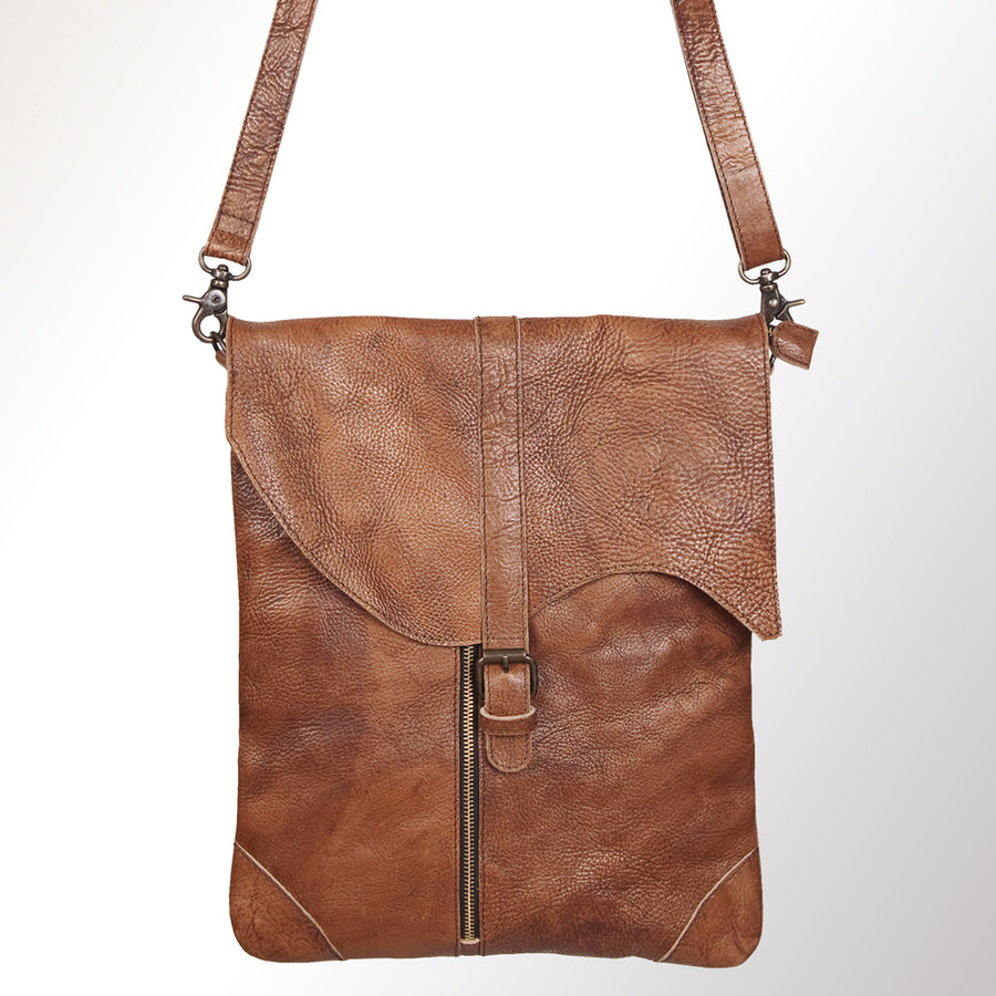 Vintage Genuine Leather Crossbody Bag for Men & Women – Rustic Brown Messenger Shoulder Bag