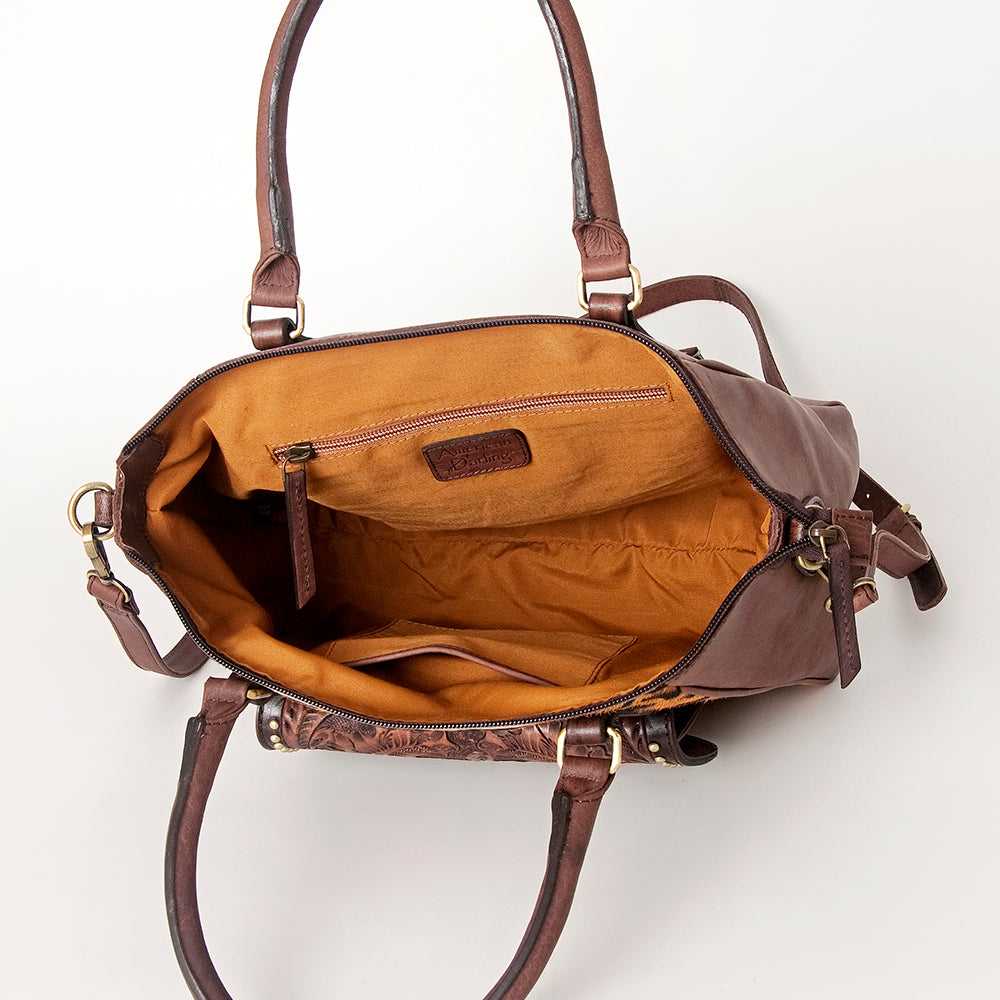 American Darling Tote Hand Tooled Hair on Genuine Leather Western Women Bag Handbag Purse | Travel Bags College Casual