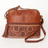 American Darling Cross Body Hand Tooled Hair on-Genuine Leather Western Women Bag Handbag Purse | Crossbody for Cute