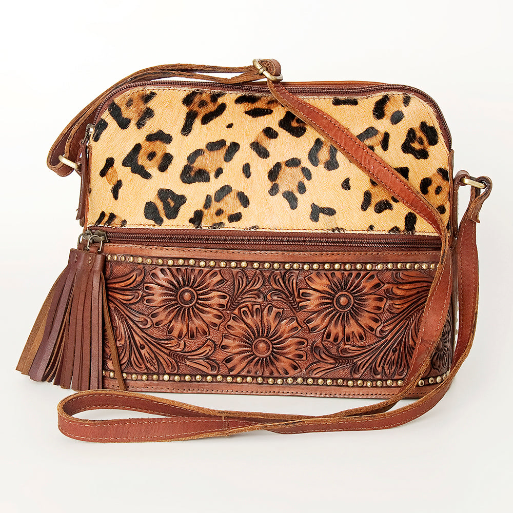 American Darling Cross Body Hand Tooled Hair on-Genuine Leather Western Women Bag Handbag Purse | Crossbody for Cute