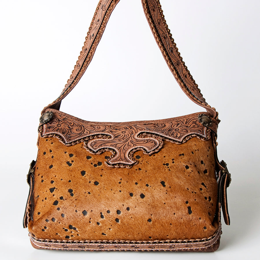 American Darling Hobo Bag Western Hand Tooled Floral Genuine Leather Purse with Rivetted Detail and YKK Zipper for Women