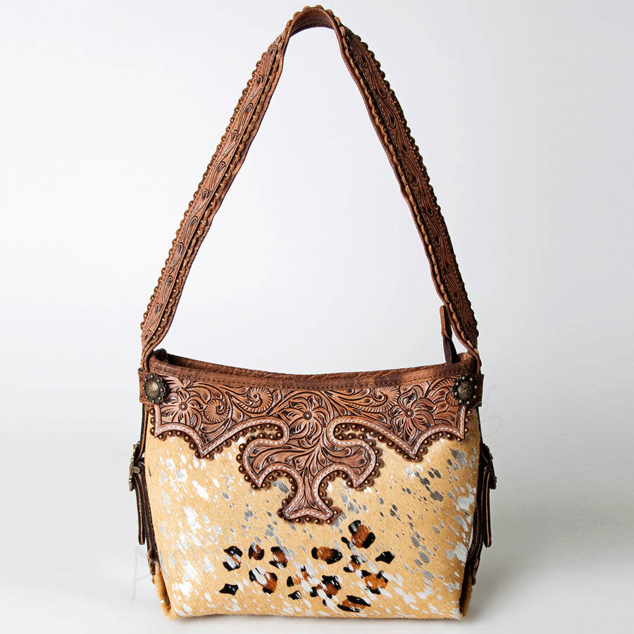 American Darling Hobo Bag Western Hand Tooled Floral Genuine Leather Purse with Rivetted Detail and YKK Zipper for Women