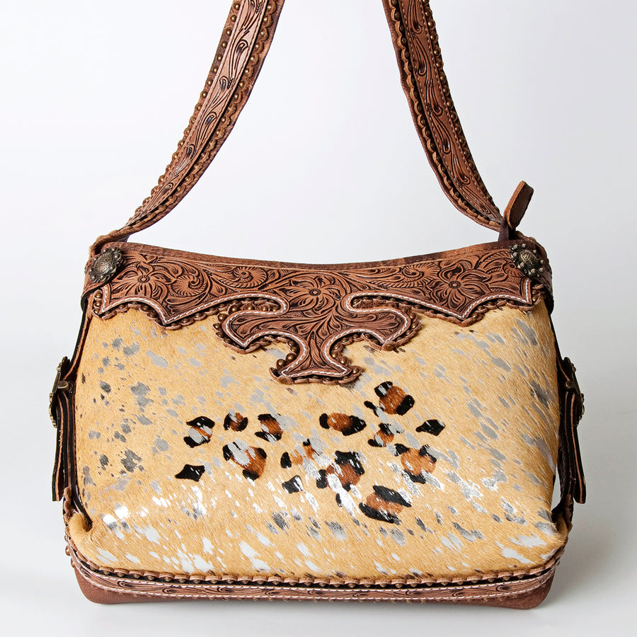 American Darling Hobo Bag Western Hand Tooled Floral Genuine Leather Purse with Rivetted Detail and YKK Zipper for Women