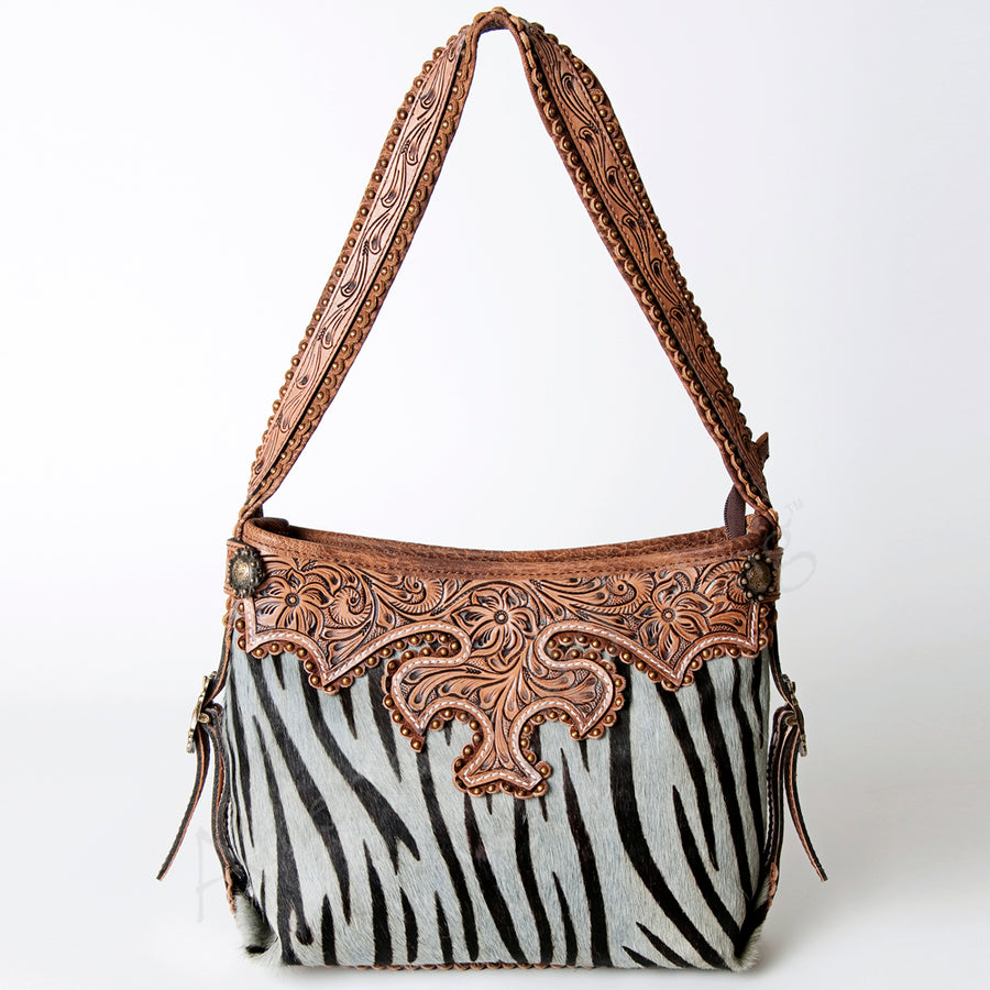 American Darling Hobo Bag Western Hand Tooled Floral Genuine Leather Purse with Rivetted Detail and YKK Zipper for Women