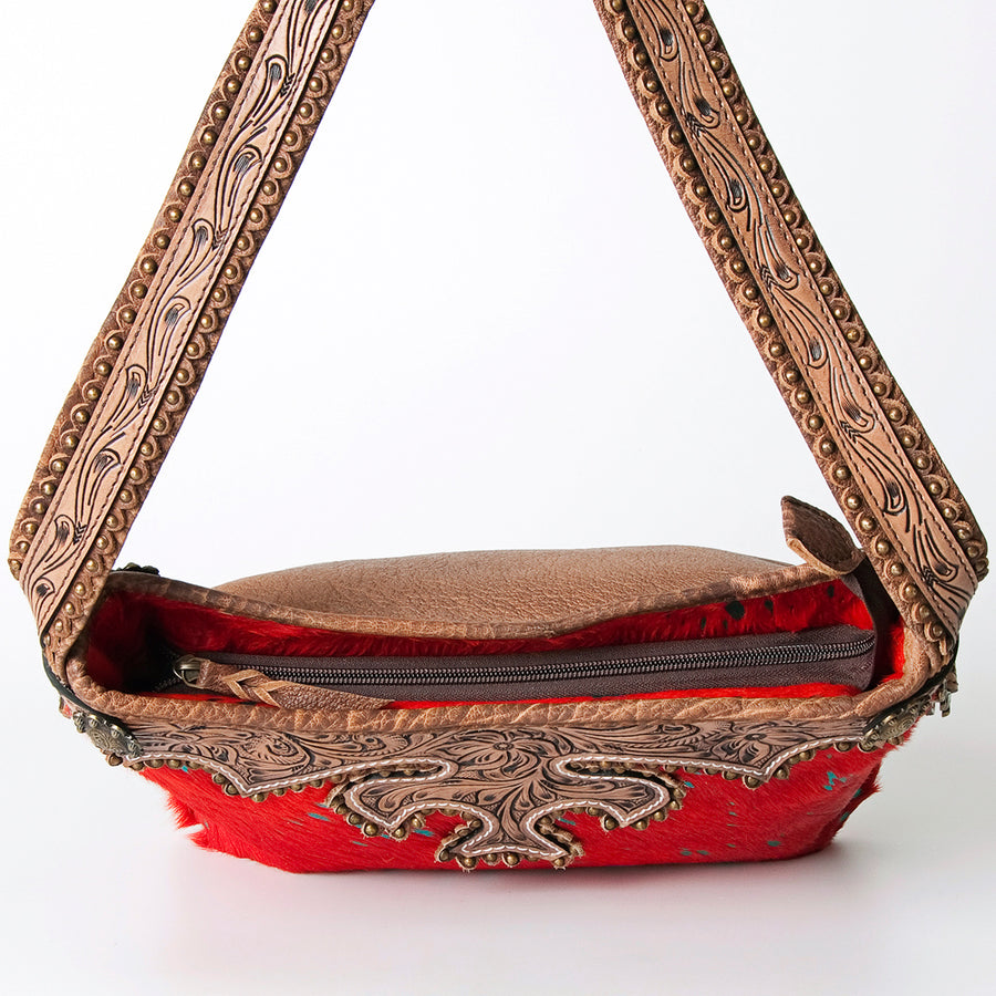 American Darling Hobo Bag Western Hand Tooled Floral Genuine Leather Purse with Rivetted Detail and YKK Zipper for Women