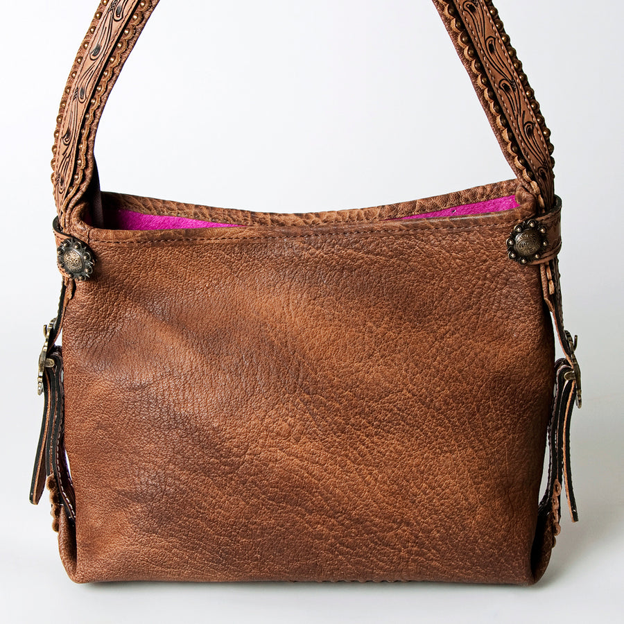 American Darling Hobo Bag Western Hand Tooled Floral Genuine Leather Purse with Rivetted Detail and YKK Zipper for Women