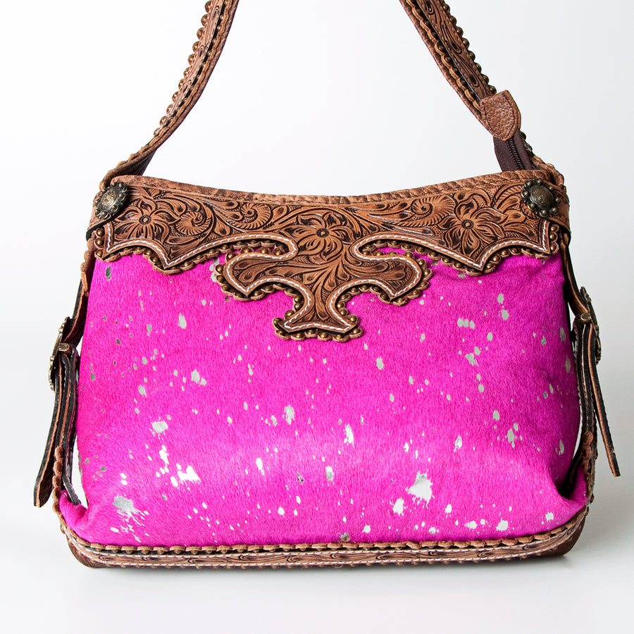 American Darling Hobo Bag Western Hand Tooled Floral Genuine Leather Purse with Rivetted Detail and YKK Zipper for Women