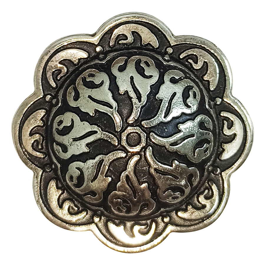 2 piece Western Screw Black Inlay Engraved Concho Nickle Cowgirl Hilason - Uhorse