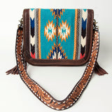 American Darling Cross Body Saddle Blanket Fabric Genuine Leather Western Women Bag Handbag Purse | Crossbody for Cute Travel