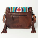 American Darling Cross Body Saddle Blanket Fabric Genuine Leather Western Women Bag Handbag Purse | Crossbody for Cute Travel