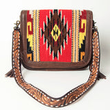 American Darling Cross Body Saddle Blanket Fabric Genuine Leather Western Women Bag Handbag Purse | Crossbody for Cute Travel
