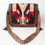 American Darling Cross Body Saddle Blanket Fabric Genuine Leather Western Women Bag Handbag Purse | Crossbody for Cute Travel