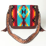 American Darling Cross Body Saddle Blanket Fabric Genuine Leather Western Women Bag Handbag Purse | Crossbody for Cute Travel
