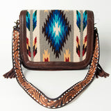 American Darling Cross Body Saddle Blanket Fabric Genuine Leather Western Women Bag Handbag Purse | Crossbody for Cute Travel
