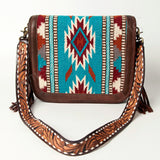 American Darling Cross Body Saddle Blanket Fabric Genuine Leather Western Women Bag Handbag Purse | Crossbody for Cute Travel