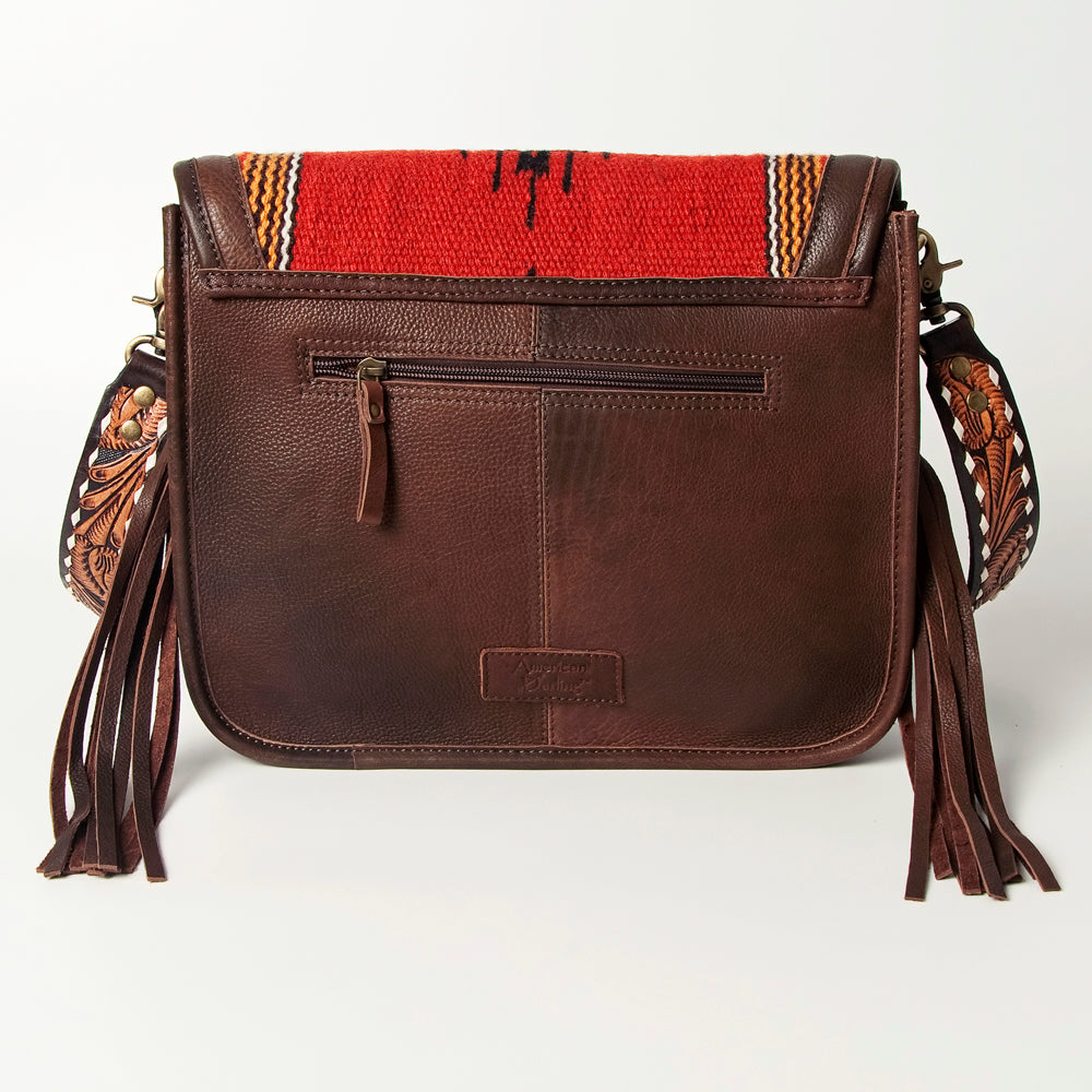 American Darling Cross Body Saddle Blanket Fabric Genuine Leather Western Women Bag Handbag Purse | Crossbody for Cute Travel