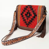 American Darling Cross Body Saddle Blanket Fabric Genuine Leather Western Women Bag Handbag Purse | Crossbody for Cute Travel