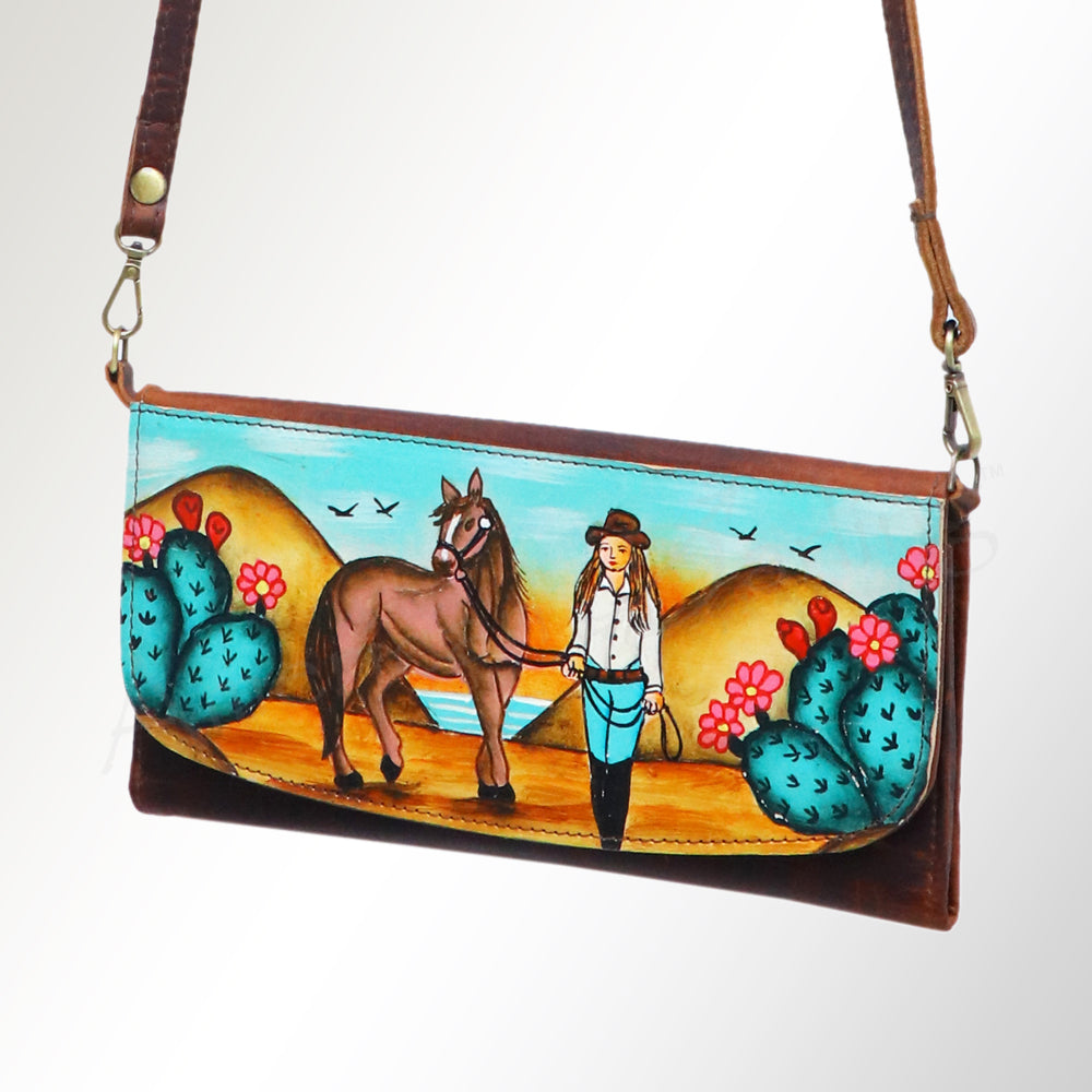 American Darling Wallet Hair on Full Grain Genuine Leather Western Women Bag | Handbag Purse Travel Clutch