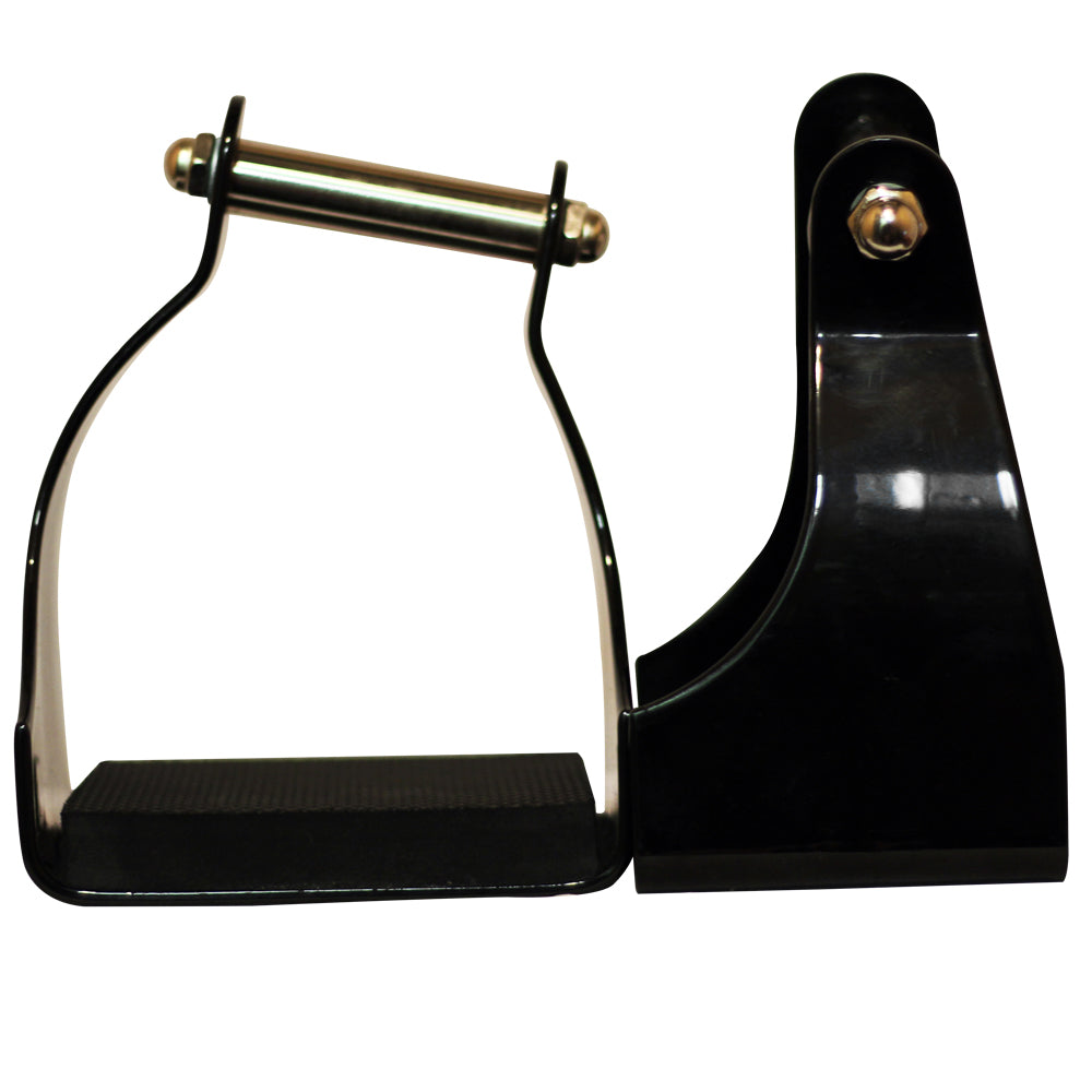 Bar H Equine Western Horse Heavy-Duty Anti Slip Stirrups Black