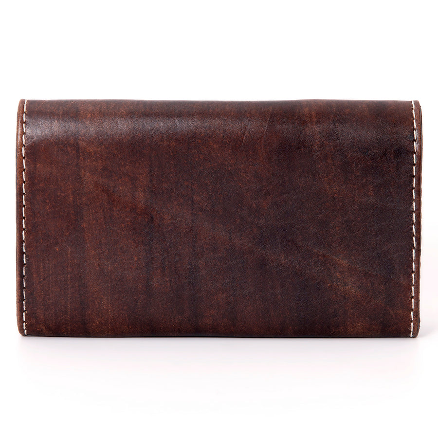 American Darling Western Leather Wallet Hand Tooled Floral Carved Turquoise Stone Genuine Vegetable Tanned Leather 4in x 8in