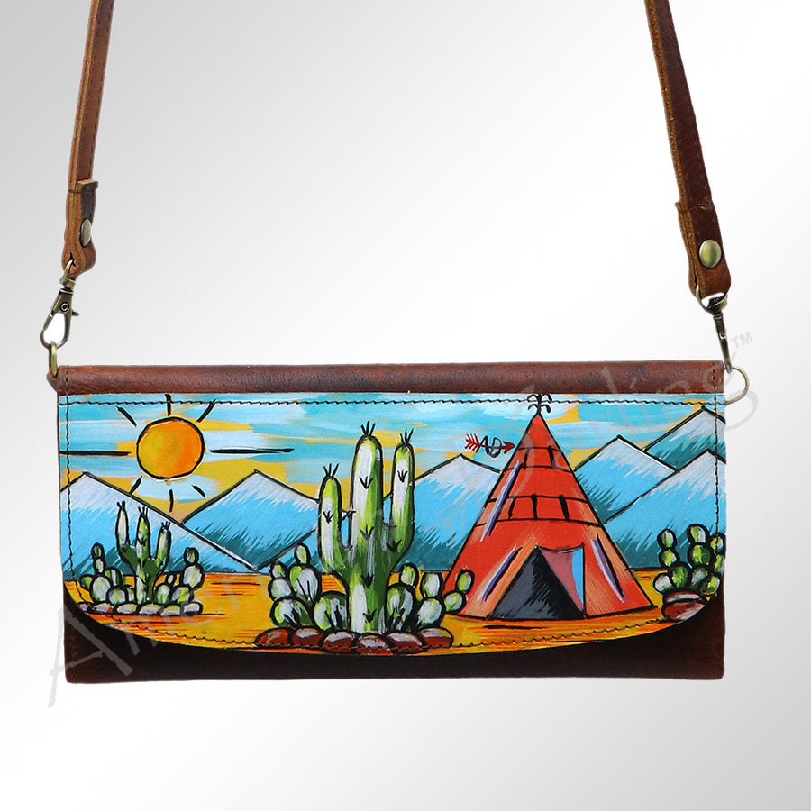 American Darling Small Cross body Bag Genuine Vegetable Tanned Leather Wallet Purse Western Handbag 4in x 1in x 8in