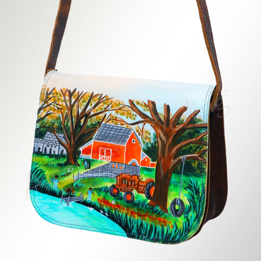 American Darling Hand Painted Western Leather Messenger Bag - Handcrafted - Uhorse