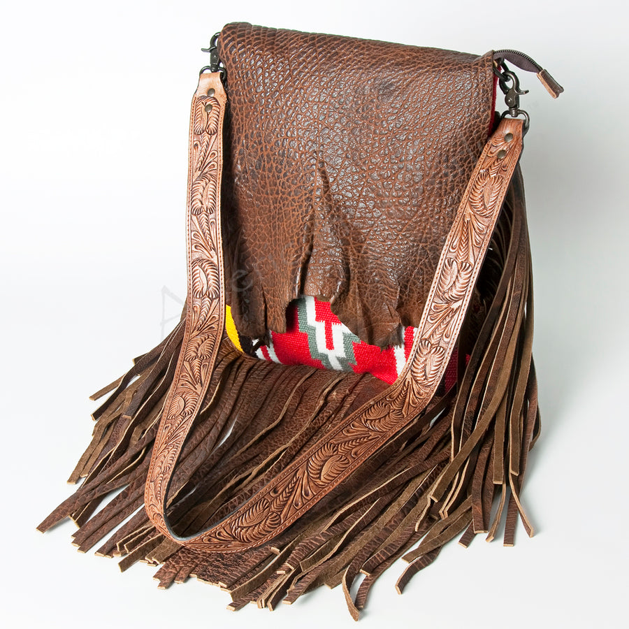 American Darling Messenger Saddle Blanket Fabric Genuine Leather Western Women Bag | Handbag Purse Crossbody for - Uhorse