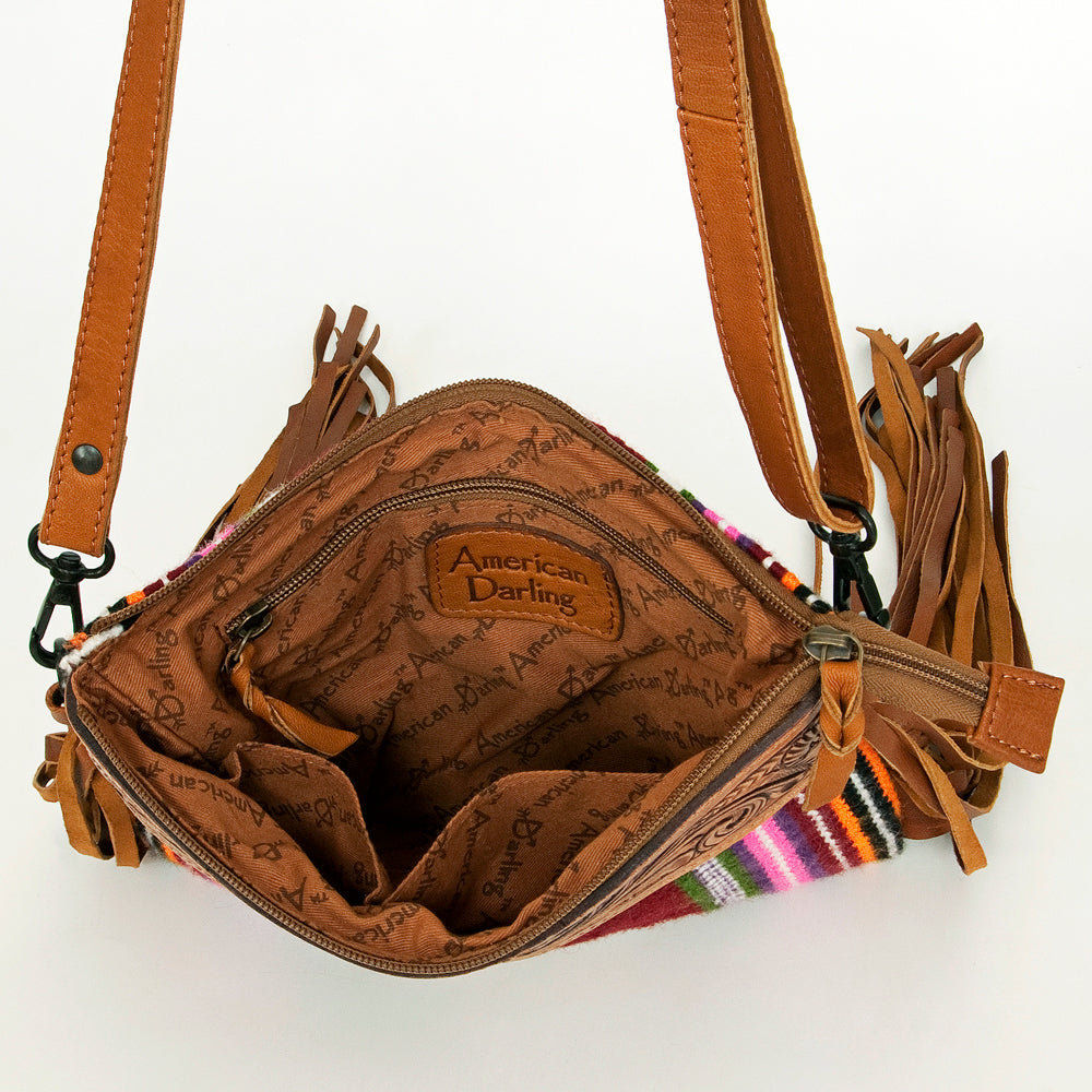 American Darling Cross Body Hand Tooled Saddle Blanket Genuine Leather Western Women Bag Handbag Purse | Crossbody for Cute