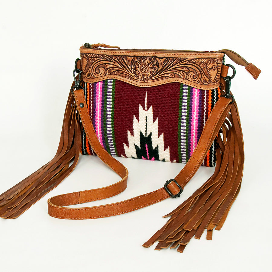 American Darling Cross Body Hand Tooled Saddle Blanket Genuine Leather Western Women Bag Handbag Purse | Crossbody - Uhorse