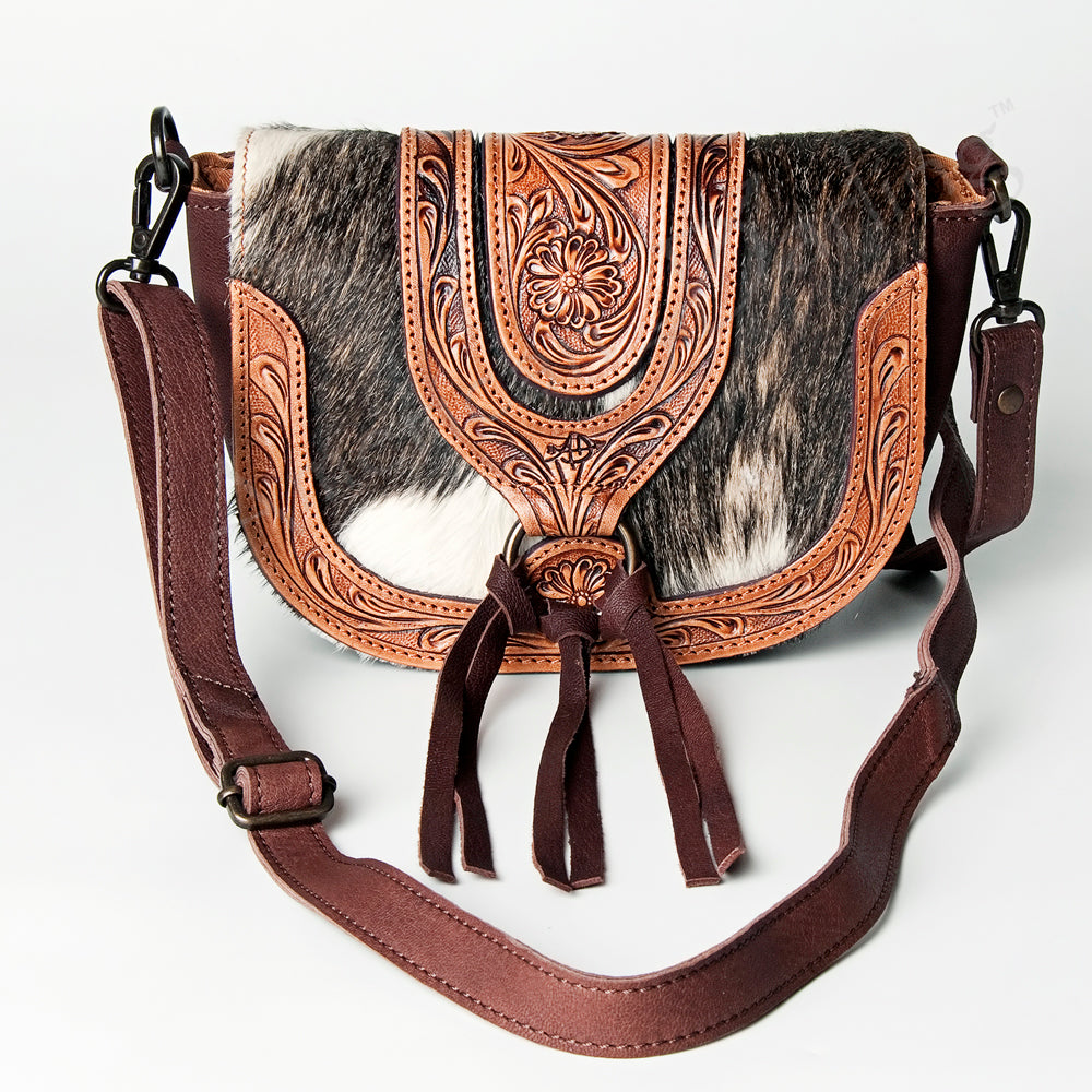 American Darling Cross Body Hand Tooled Hair on-Genuine Leather Western Women Bag Handbag Purse | Crossbody for Cute