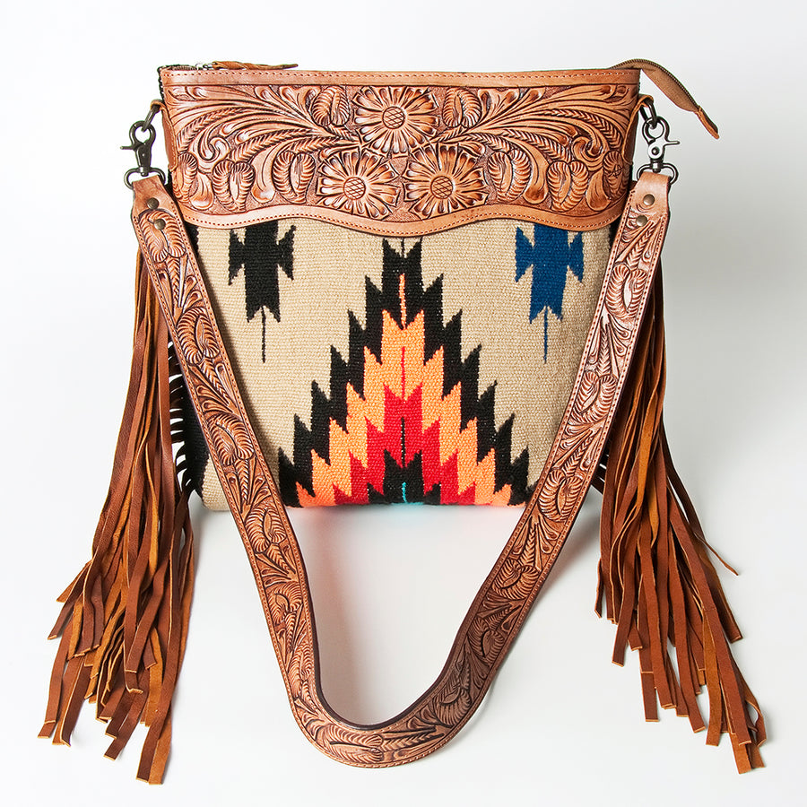 American Darling Signature Crossbody Hand Tooled Saddle Blanket Genuine Leather Women Bag Western Handbag Purse