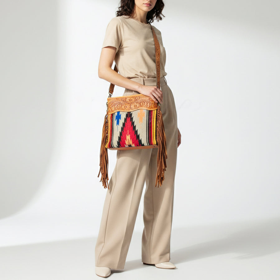 American Darling Signature Crossbody Hand Tooled Saddle Blanket Genuine Leather Women Bag Western Handbag Purse