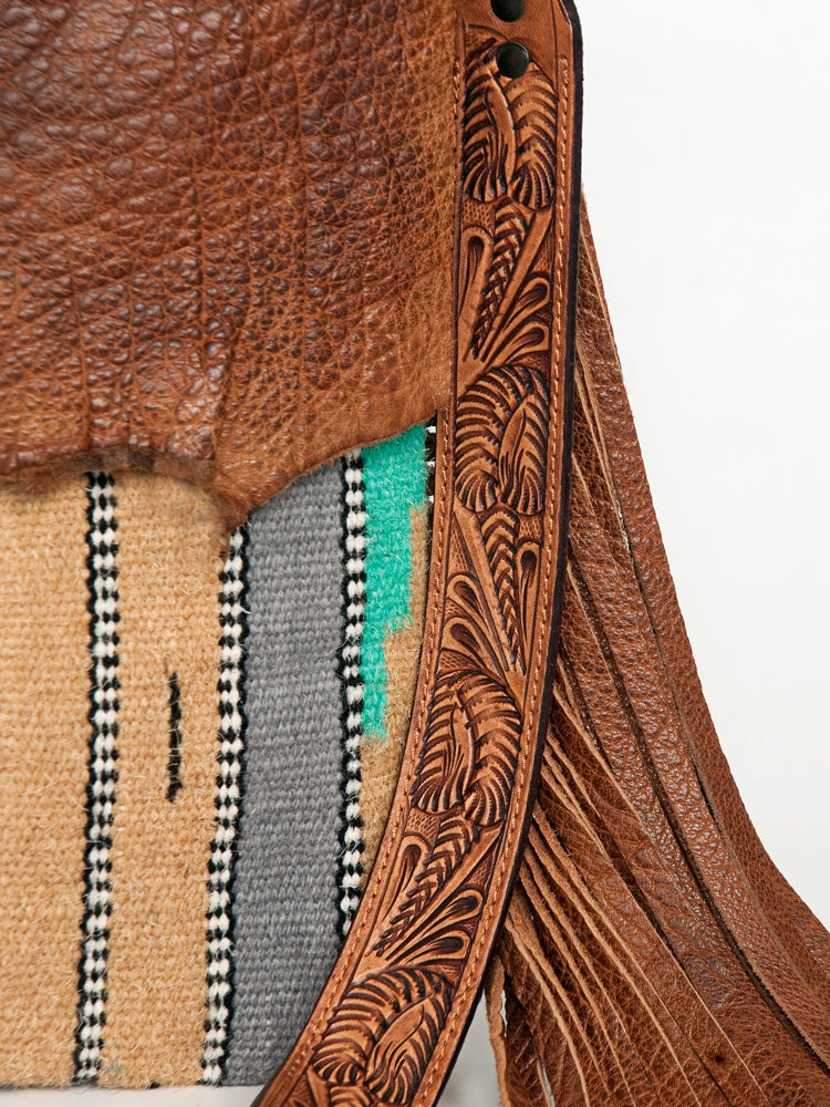 American Darling Cross Body Saddle Blanket Fabric Leather Western Women Bag Handbag Purse Crossbody Travel Bags College