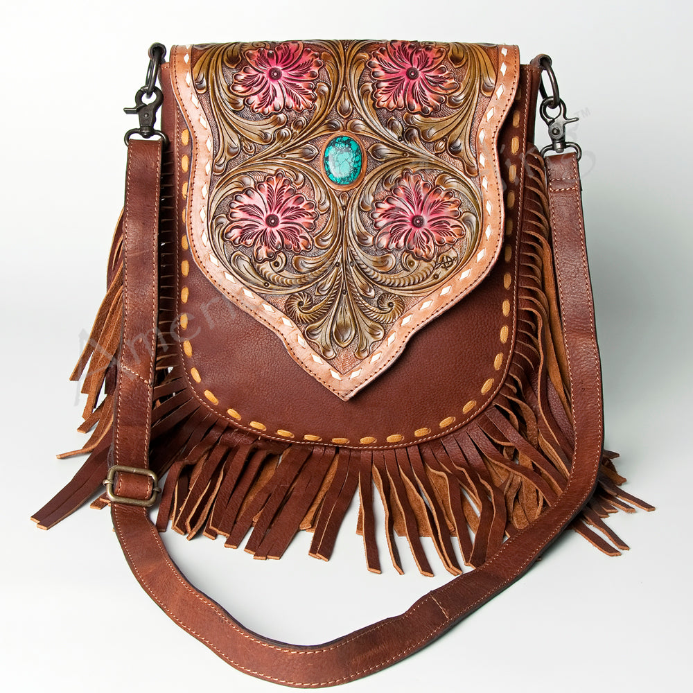 American Darling  Messenger Hand Tooled Genuine Leather Women Bag Western Handbag Purse